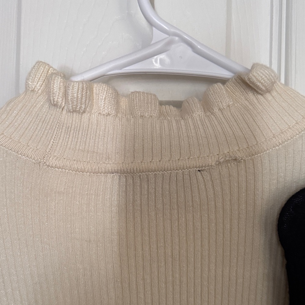 Express Cream Ruffle Trim Sweater - Picture 8 of 9